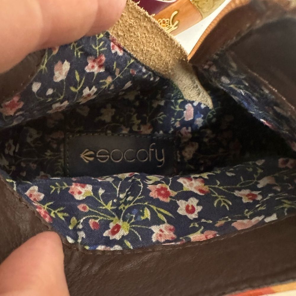 Socofy Ankle boots women’s sz 6.5eu 37 boho like new colorful cork look heel zip - Picture 4 of 10